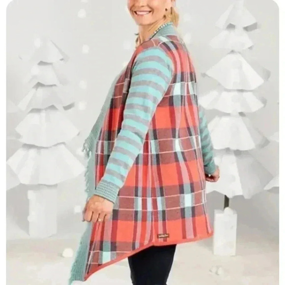 Matilda Jane Fall Plaid Long Open Front Cardigan Sweater M NWT - Picture 2 of 9